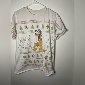 Disneyland Walt Disney World Pluto Candy Cane Snowflake Christmas Shirt l‎